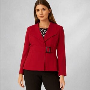 Tahari Arthur S. Levine Red Blazer Jacket Women’s 8P Petite Belted